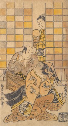 Ichikawa Danjuro II as Kanto Koroku and Yamamura Ichitaro as Oichi, ca. 1721. Creator: Torii Kiyotomo.