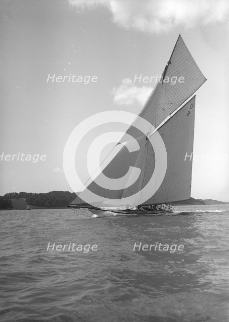 The 15 Metre cutter 'Paula II' close-hauled, 1911. Creator: Kirk & Sons of Cowes.