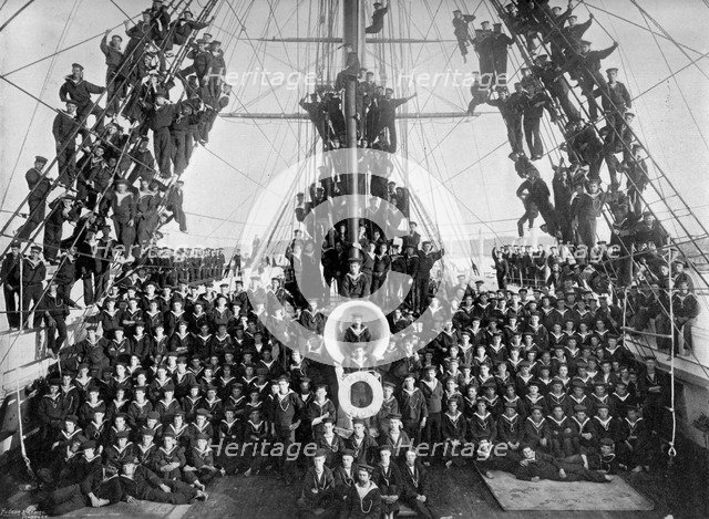 The sailor lads of the training ship HMS 'Lion' at Devonport, Devon, 1896. Artist: WM Crockett