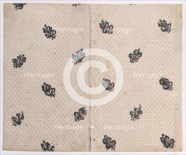 Sheet with overall dot and floral pattern, late 18th-mid-19th century., late 18th-mid-19th century. Creator: Anon.