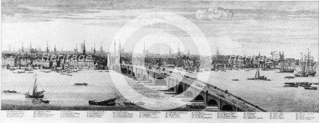 Panorama of London with London Bridge, (late 18th century?). Artist: Unknown