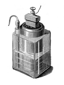 Leclanche wet cell, an early storage battery, 1896. Artist: Unknown