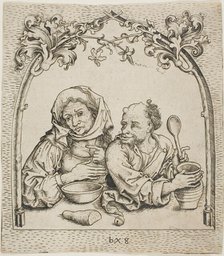 The Old Woman and The Fool in a Window, c. 1480. Creator: Monogrammist b. g..