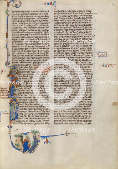 Initial I: Saint Mark; Abbey Bible, about 1250-1262. Creator: Unknown.