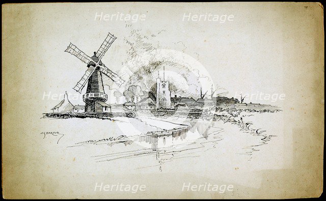 Wellington Windmill, Barking, London, 1892-1933. Artist: Charles George Harper.