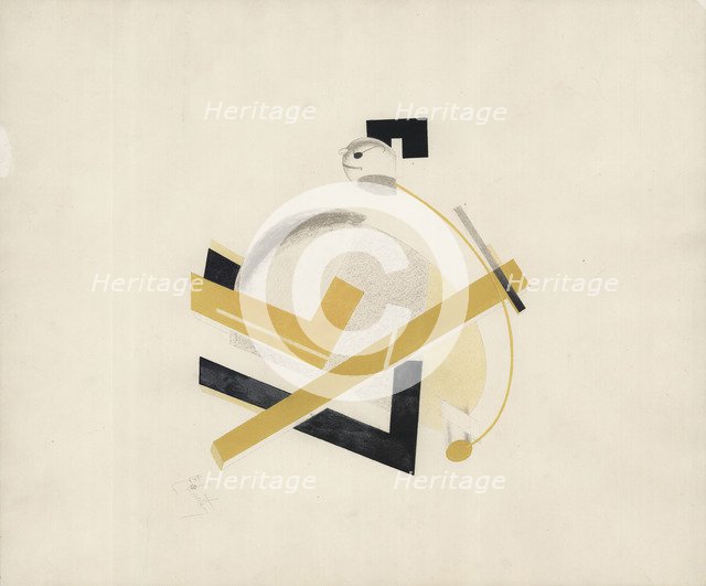 Old man (Head two paces behind). Figurine for the opera Victory over the sun by A. Kruchenykh, 1923.