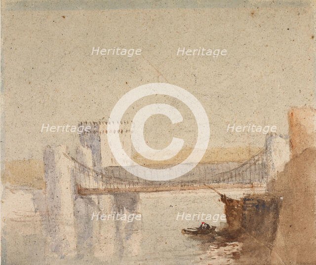 Conway Suspension Bridge, 1830-45. Creator: David Cox the Elder.