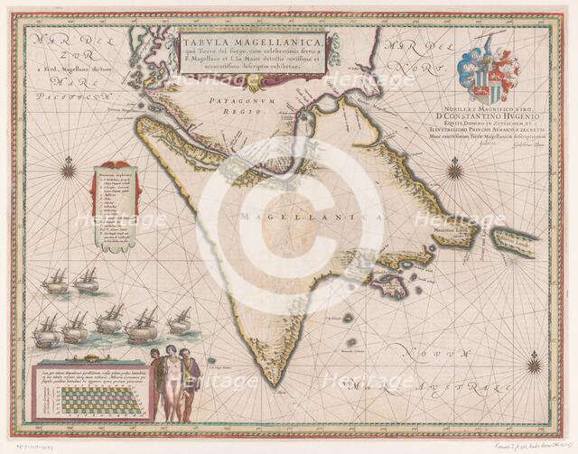 Map of the Strait of Magellan, 1635-1664. Creator: Willem Blaeu.
