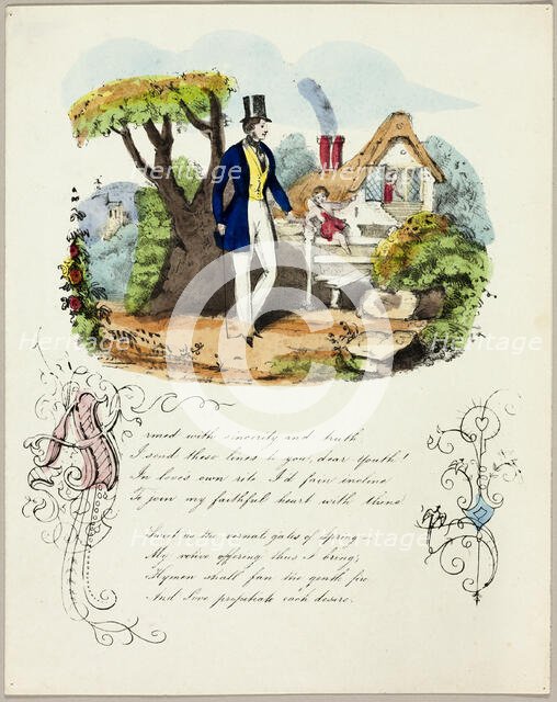 Armed with Sincerity and Truth (valentine), c. 1842. Creator: Unknown.