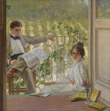 An Afternoon on the Porch, 1895. Creator: Corcos, Vittorio Matteo (1859-1933).