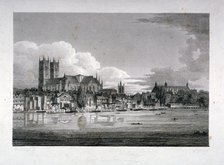Westminster Abbey from the River Thames, London, 1804. Artist: John Greig