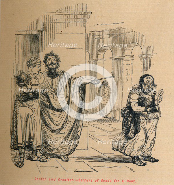 'Debtor and Creditor - Seizure of Goods for a Debt', 1852. Artist: John Leech.