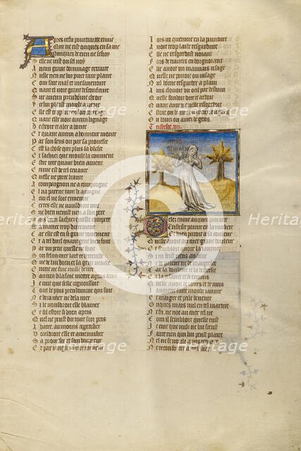 Female Personification of Sadness; Roman de la Rose, about 1405. Creator: Unknown.