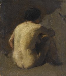 Femme nue assise, vue de dos, between 1845 and 1848. Creator: Felix Francois Georges Philibert Ziem.