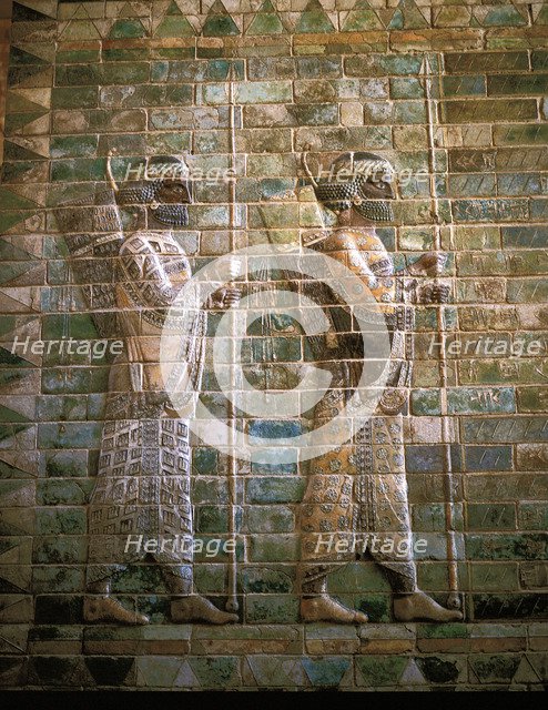 Glazed brick relief of archers from the Royal Guard, Palace of Darius I, Susa, Persian, 522-486 BC. Artist: Unknown