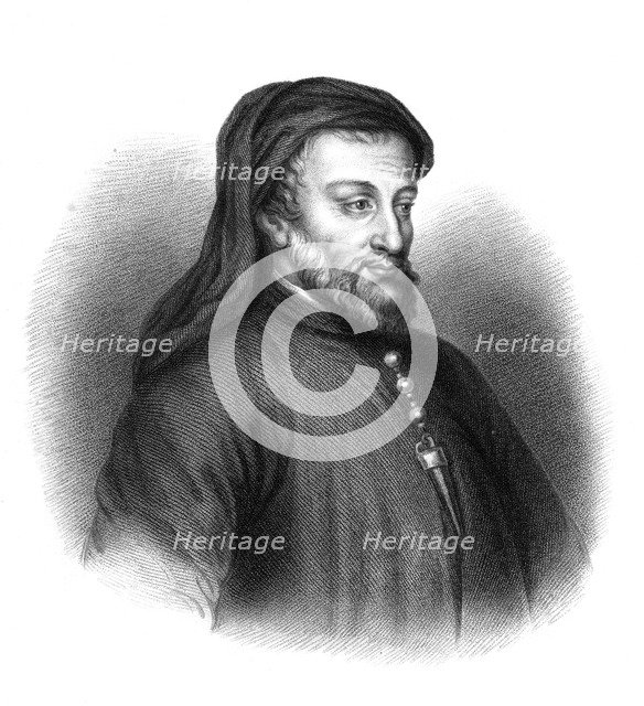 Geoffrey Chaucer, 14th century English author, poet, philosopher, bureaucrat, and diplomat.Artist: S Freeman