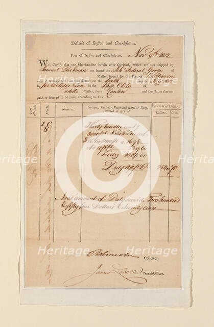 Charlestown Bill, United States, 1802. Creator: Unknown.