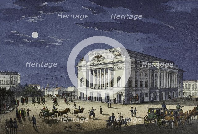 The Alexandrinsky Theatre in Saint Petersburg, First half of the 19th cent.. Artist: Beggrov, Karl Petrovich (1799-1875)