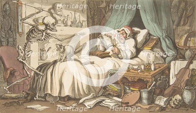 The Antiquary's Last Will and Testament (The English Dance of Death, plate 2), Ap..., April 1, 1814. Creator: Thomas Rowlandson.