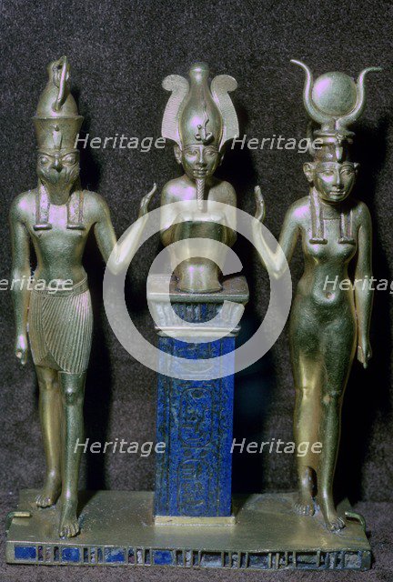Egyptian gold statuettes of Osiris, Horus, and Isis. Artist: Unknown