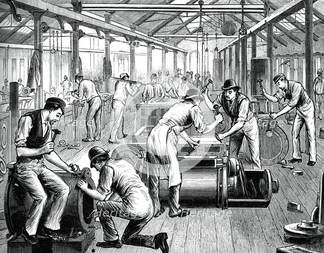 The pump shop in a Cornwall works, c1880. Artist: Unknown