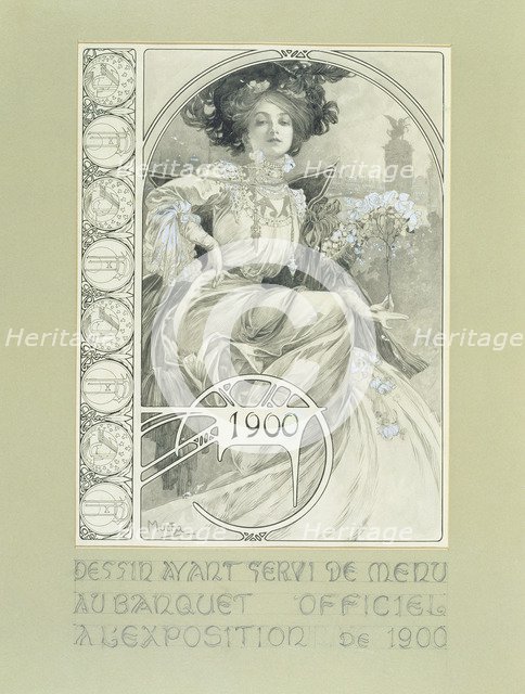 Official Banquet of the Paris International Exhibition 1900. Design for the menu.