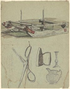 Studies of a Sled and Various Household Objects, c. 1870-1890. Creator: Enoch Wood Perry.