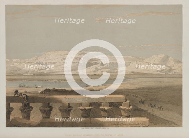 Egypt and Nubia, Volume I: Libyan Chain of Mountains, from the Temple of Luxor, 1847. Creator: Louis Haghe (British, 1806-1885); F.G.Moon, 20 Threadneedle Street, London.