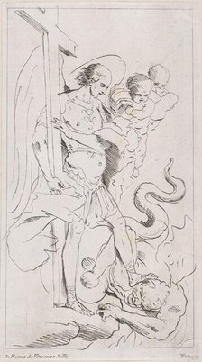 Saint Michael the Archangel crushing the demon underfoot, 1700-1800. Creator: Anon.