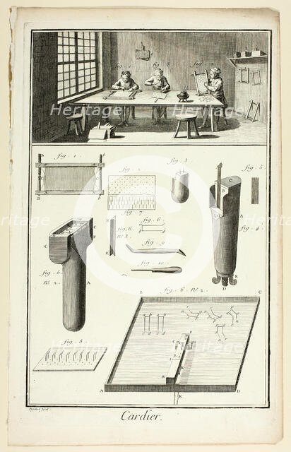 Card-Maker, from Encyclopédie, 1762/77. Creator: A. J. Defehrt.