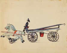 Toy Hook and Ladder, with Two Horses, c. 1936. Creator: Mina Lowry.