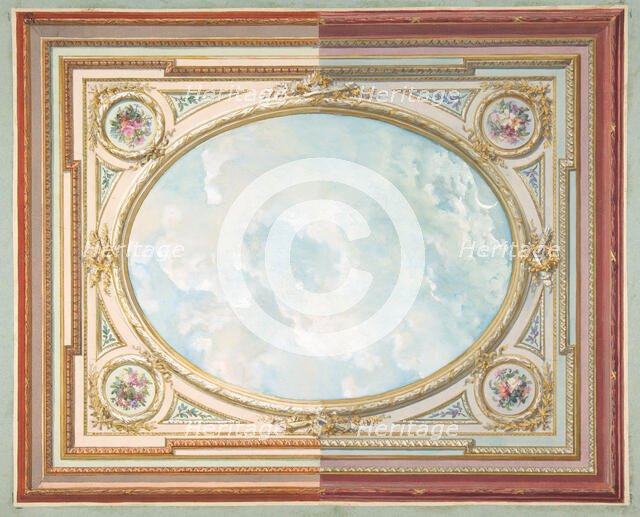 Design for a ceiling of trompe l'oeil sky, second half 19th century. Creators: Jules-Edmond-Charles Lachaise, Eugène-Pierre Gourdet.