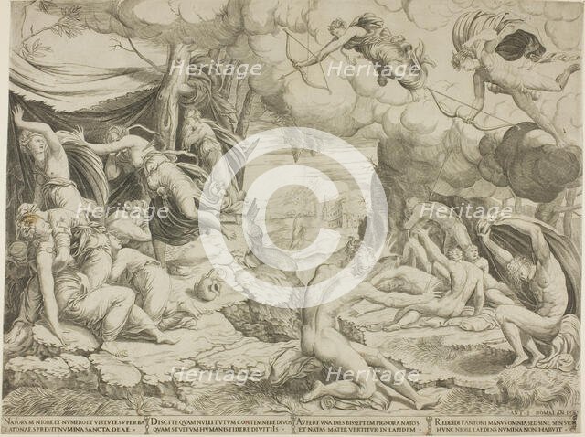 The Death of the Children of Niobe, 1541. Creators: Unknown, Antonio Salamanca.