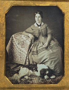 Portrait of a Seated Young Woman and Dog, 1845-1847. Creator: Unknown.