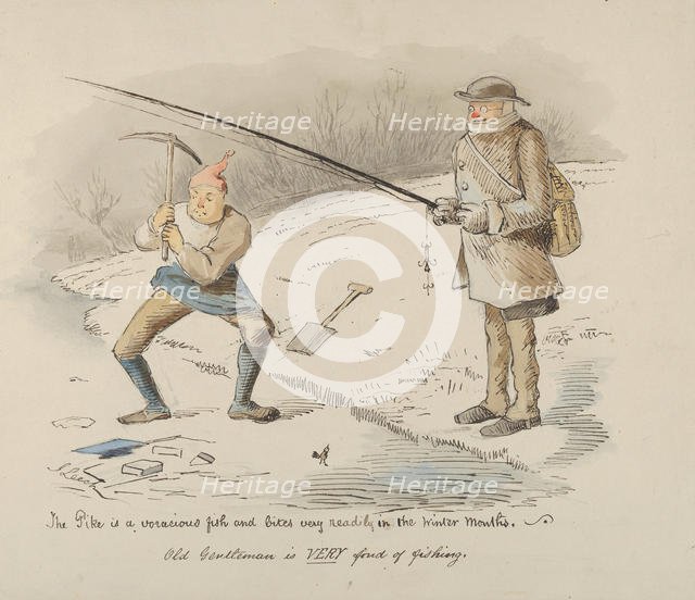The Pike is a voracious fish and bites readily in the Winter months-Old Gentleman..., 1830-64. Creator: John Leech.