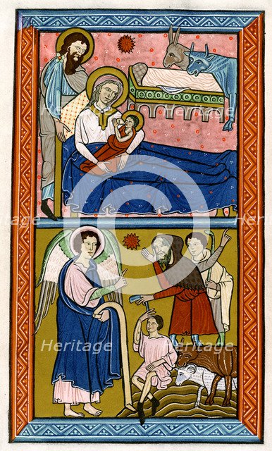 The Nativity and the Annunciation to the Shepherds, early 13th century. Artist: Unknown