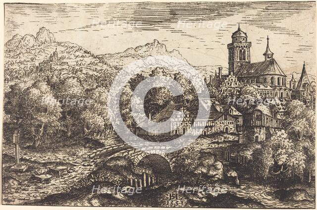 Mountainous Landscape with a Village, 1553. Creator: Hans Sebald Lautensack.