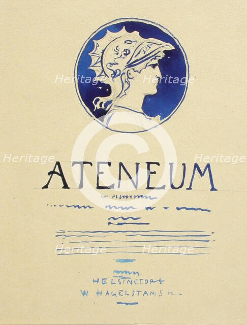 Ateneum magazine cover proposal, published by Wentzel Hagelstam, 1898-1899. Creator: Albert Edelfelt.
