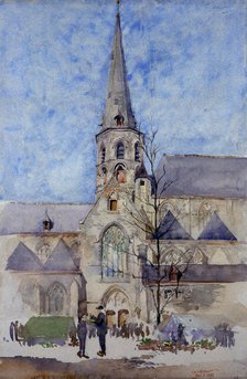 A Market Day (Church of St. Jacques, Ghent, Belgium), 1897. Creator: Cass Gilbert.