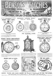 Benson's Watches, 1883. Creator: Unknown.