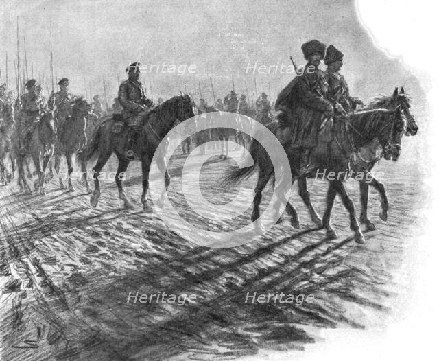 'Les Aigles du Tsar; Les Partisans defilent devant le general qui les salue', 1915. Creator: Unknown.