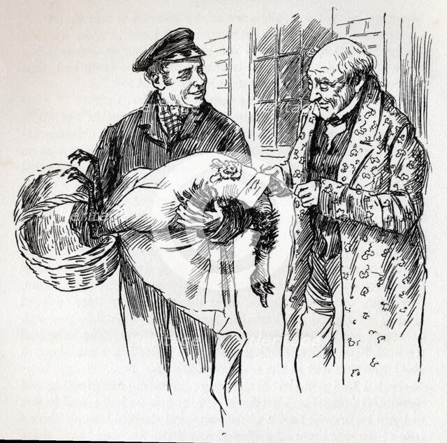 A turkey for Tiny Tim, c1900. Creator: Harold Copping.