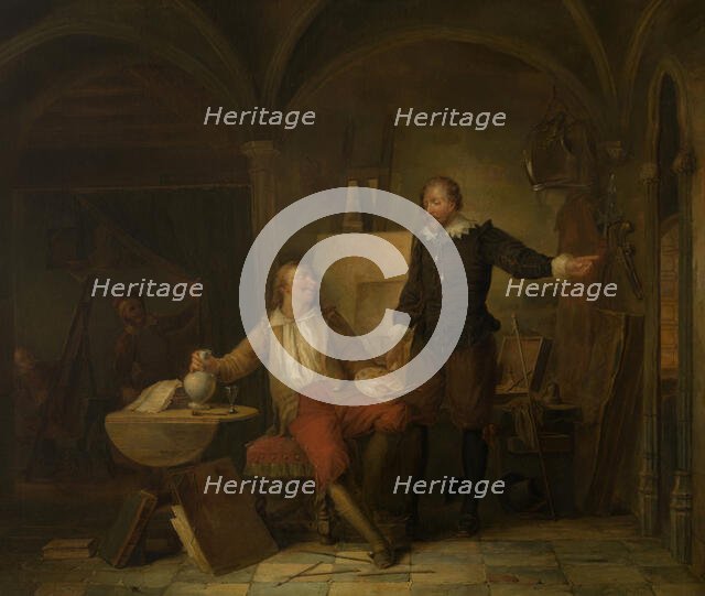 The Studio of the Painter Joos van Craesbeeck, c1640s, (c1870s). Creator: Nicaise de Keyser.