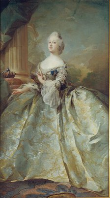 Portrait of Louise, first queen of Frederik V, 1751. Creator: Carl Gustaf Pilo.