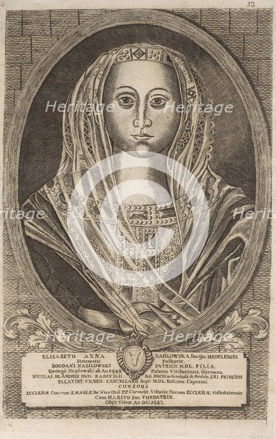 Elzbieta Radziwill (Sakowicz). From: Icones Familiae Ducalis Radivilianae, 1758.