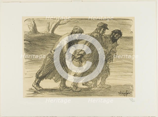 Three Comrades, plate five from Actualités, 1915. Creator: Theophile Alexandre Steinlen.
