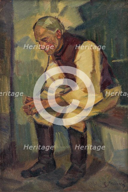 Study of a Seated Old Man, around 1935. Creator: Gustav Mally.