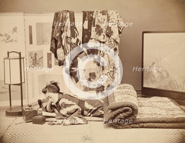 Reclining Woman Reading, c1885. Creator: Unknown.