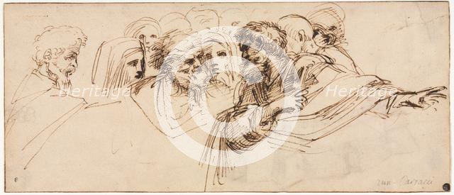 Study of Heads (recto), 2nd half 1500s. Creator: Agostino Carracci (Italian, 1557-1602).