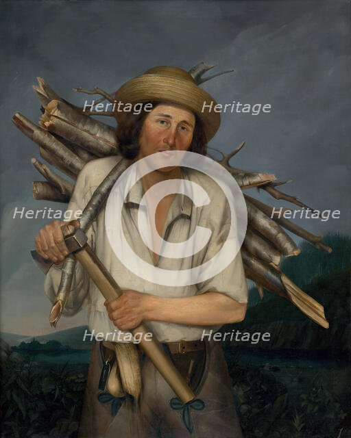 Man carrying a load of wood, 1855-1860. Creator: Anton Stadler.